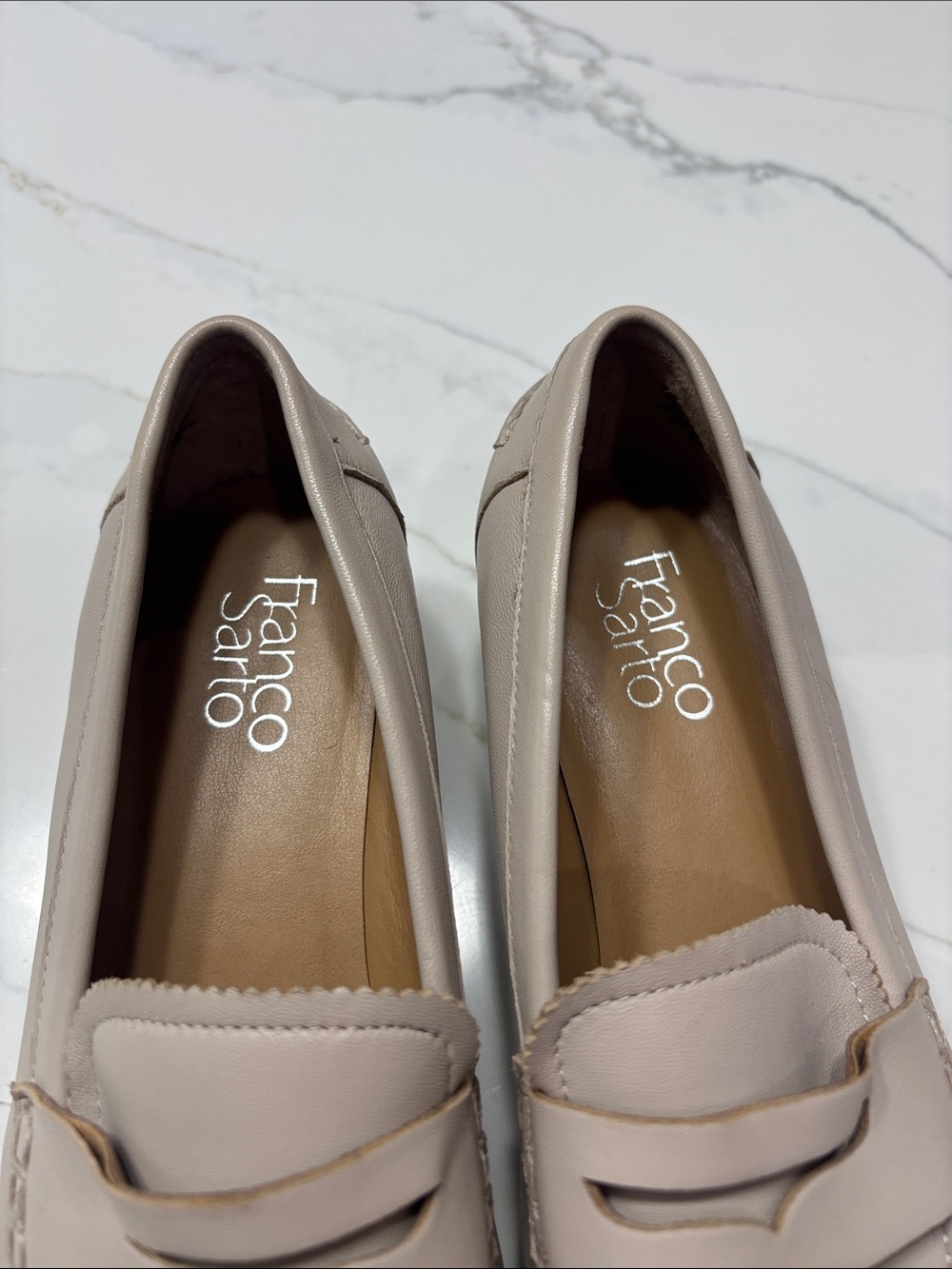 Franco Sarto Cream Leather Penny Loafers - Picture 6 of 14